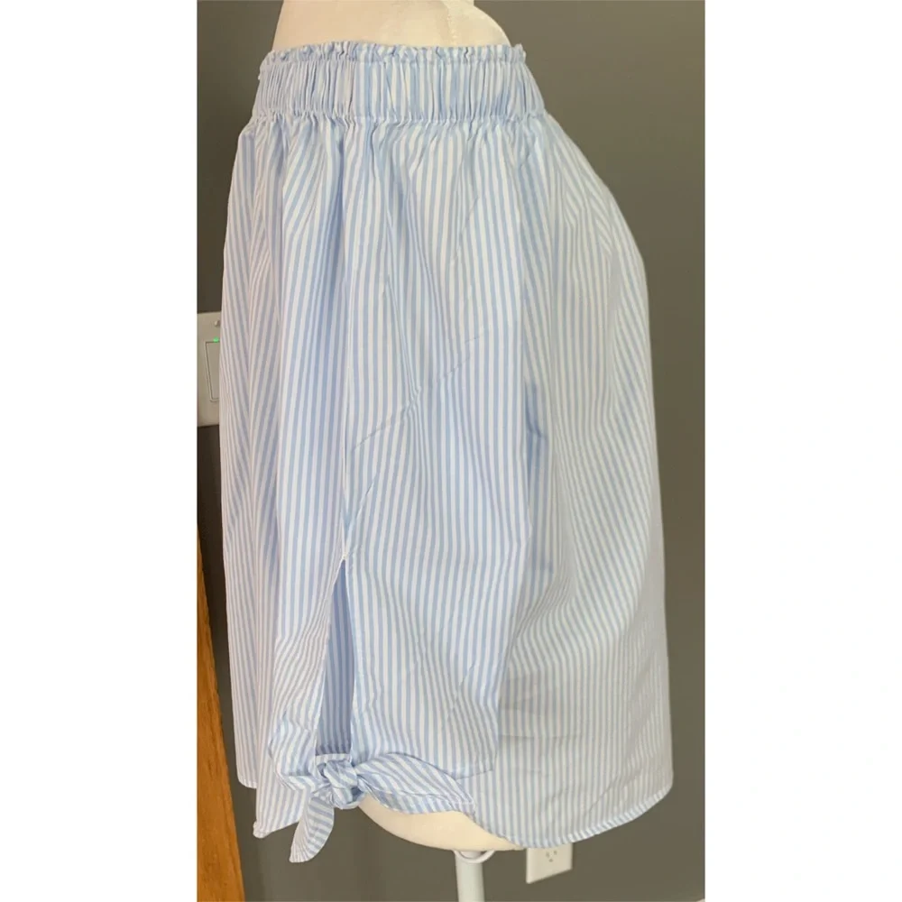 H&M L.O.G.G. White and Light Blue Striped Top - Picture 7 of 8